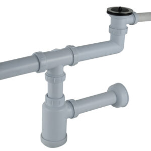 Set Desagüe Plást. 1.1/2" Borde Crom.c/Sifón y Tubo Rebalse - Doble